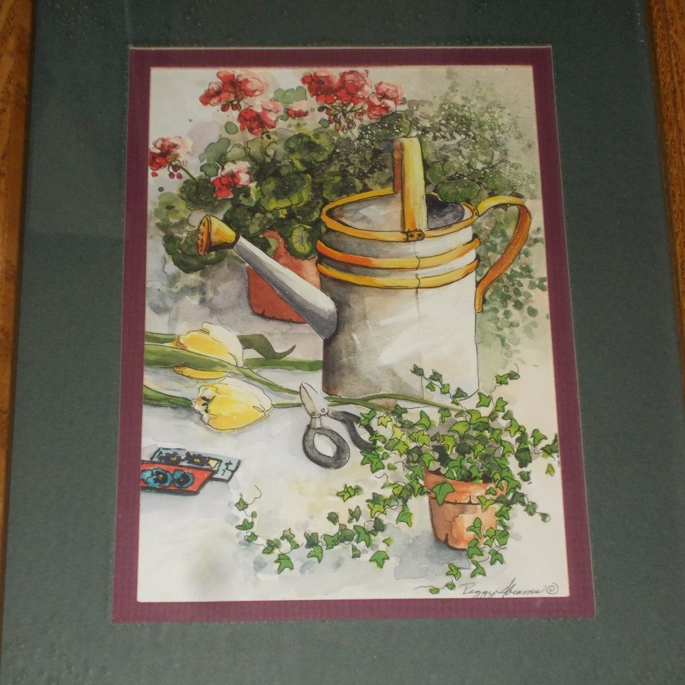 Fresh Garden Print by Peggy Abrams, signed, matted and framed. - Picture 2 of 5